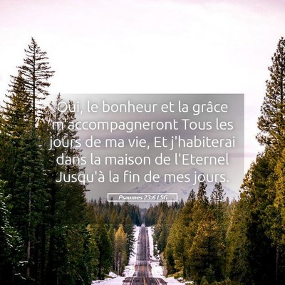 Picture 05 - Psaumes 23:6 LSG - Oui, le bonheur et la grâce m'accompagneront - Bible Verse Picture