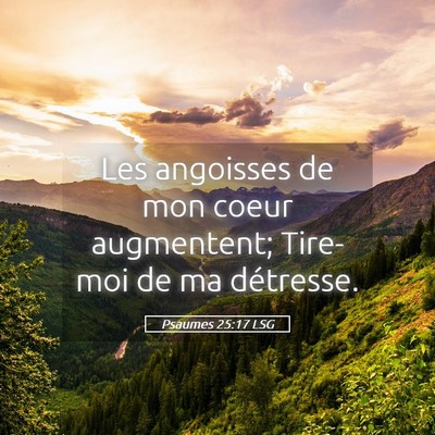 Picture 05 - Psaumes 25:17 LSG - Les angoisses de mon coeur augmentent; Tire-moi - Bible Verse Picture
