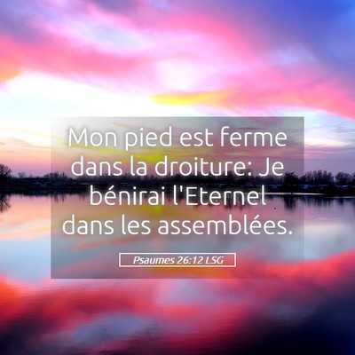 Picture 05 - Psaumes 26:12 LSG - Mon pied est ferme dans la droiture: Je bénirai - Bible Verse Picture