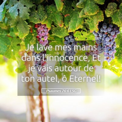 Picture 05 - Psaumes 26:6 LSG - Je lave mes mains dans l'innocence, Et je vais - Bible Verse Picture