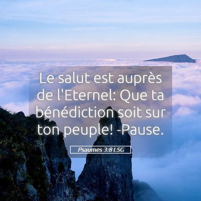 Picture 05 - Psaumes 3:8 LSG - Le salut est auprès de l'Eternel: Que ta - Bible Verse Picture
