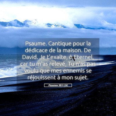 Picture 05 - Psaumes 30:1 LSG - Psaume. Cantique pour la dédicace de la maison. - Bible Verse Picture