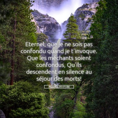 Picture 05 - Psaumes 31:17 LSG - Eternel, que je ne sois pas confondu quand je - Bible Verse Picture
