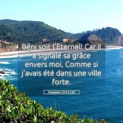 Picture 05 - Psaumes 31:21 LSG - Béni soit l'Eternel! Car il a signalé sa grâce - Bible Verse Picture