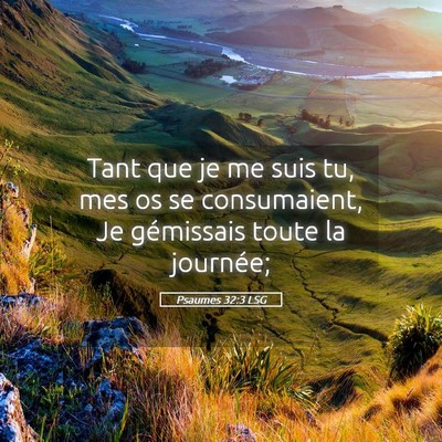 Picture 05 - Psaumes 32:3 LSG - Tant que je me suis tu, mes os se consumaient, Je - Bible Verse Picture