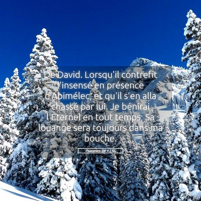 Picture 05 - Psaumes 34:1 LSG - De David. Lorsqu'il contrefit l'insensé en - Bible Verse Picture