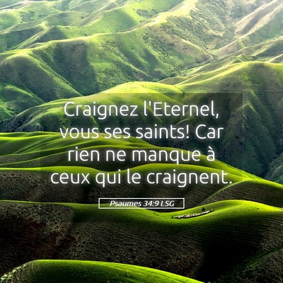Picture 05 - Psaumes 34:9 LSG - Craignez l'Eternel, vous ses saints! Car rien ne - Bible Verse Picture