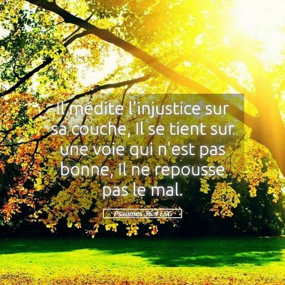 Picture 05 - Psaumes 36:4 LSG - Il médite l'injustice sur sa couche, Il se tient - Bible Verse Picture