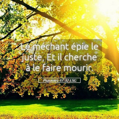Picture 05 - Psaumes 37:32 LSG - Le méchant épie le juste, Et il cherche à le - Bible Verse Picture