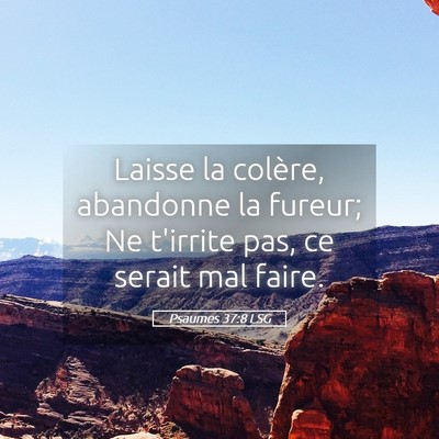 Picture 05 - Psaumes 37:8 LSG - Laisse la colère, abandonne la fureur; Ne - Bible Verse Picture