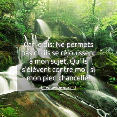 Picture 05 - Psaumes 38:16 LSG - Car je dis: Ne permets pas qu'ils se réjouissent - Bible Verse Picture