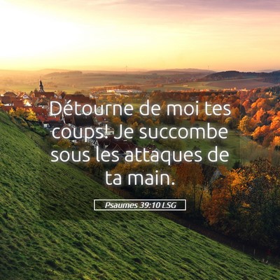Picture 05 - Psaumes 39:10 LSG - Détourne de moi tes coups! Je succombe sous les - Bible Verse Picture