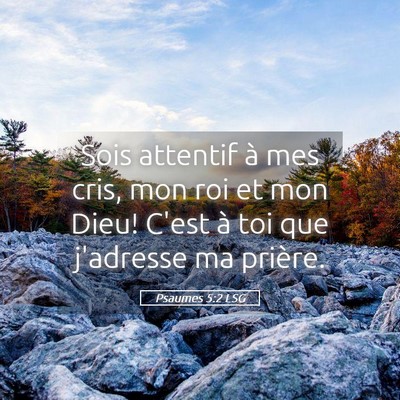 Picture 05 - Psaumes 5:2 LSG - Sois attentif à mes cris, mon roi et mon Dieu! - Bible Verse Picture