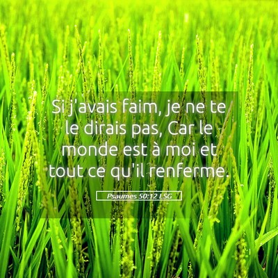 Picture 05 - Psaumes 50:12 LSG - Si j'avais faim, je ne te le dirais pas, Car le - Bible Verse Picture