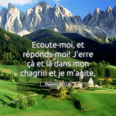 Picture 05 - Psaumes 55:2 LSG - Ecoute-moi, et réponds-moi! J'erre çà et là - Bible Verse Picture