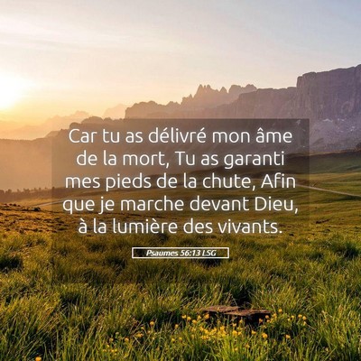 Picture 05 - Psaumes 56:13 LSG - Car tu as délivré mon âme de la mort, Tu as - Bible Verse Picture