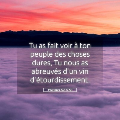 Picture 05 - Psaumes 60:3 LSG - Tu as fait voir à ton peuple des choses dures, - Bible Verse Picture