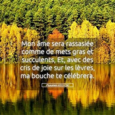 Picture 05 - Psaumes 63:5 LSG - Mon âme sera rassasiée comme de mets gras et - Bible Verse Picture