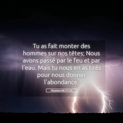Picture 05 - Psaumes 66:12 LSG - Tu as fait monter des hommes sur nos têtes; Nous - Bible Verse Picture
