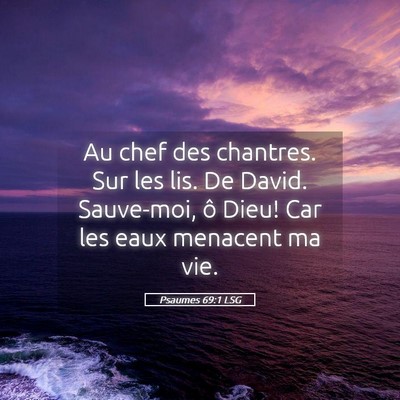 Picture 05 - Psaumes 69:1 LSG - Au chef des chantres. Sur les lis. De David. - Bible Verse Picture