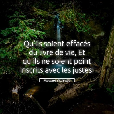 Picture 05 - Psaumes 69:28 LSG - Qu'ils soient effacés du livre de vie, Et qu'ils - Bible Verse Picture