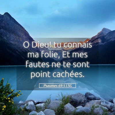 Picture 05 - Psaumes 69:5 LSG - O Dieu! tu connais ma folie, Et mes fautes ne te - Bible Verse Picture