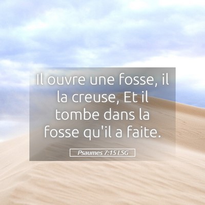Picture 05 - Psaumes 7:15 LSG - Il ouvre une fosse, il la creuse, Et il tombe - Bible Verse Picture