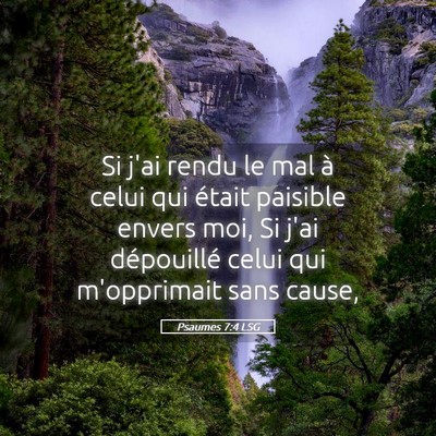 Picture 05 - Psaumes 7:4 LSG - Si j'ai rendu le mal à celui qui était paisible - Bible Verse Picture