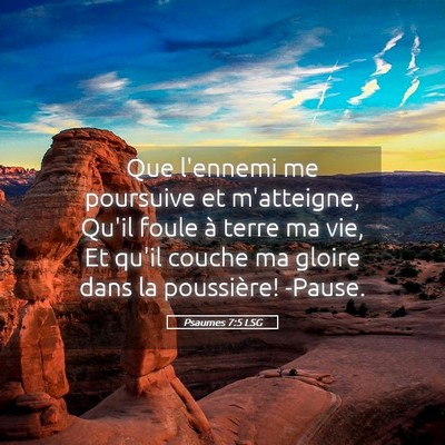 Picture 05 - Psaumes 7:5 LSG - Que l'ennemi me poursuive et m'atteigne, Qu'il - Bible Verse Picture