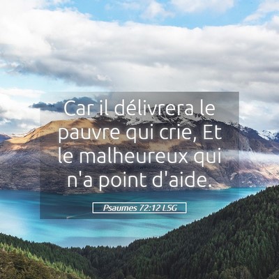 Picture 05 - Psaumes 72:12 LSG - Car il délivrera le pauvre qui crie, Et le - Bible Verse Picture