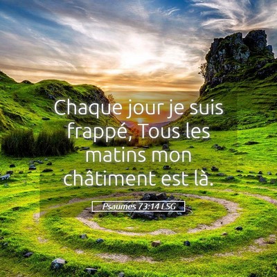 Picture 05 - Psaumes 73:14 LSG - Chaque jour je suis frappé, Tous les matins mon - Bible Verse Picture