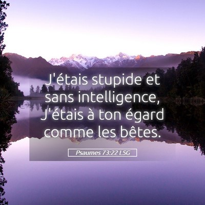 Picture 05 - Psaumes 73:22 LSG - J'étais stupide et sans intelligence, J'étais - Bible Verse Picture
