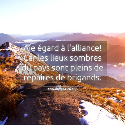 Picture 05 - Psaumes 74:20 LSG - Aie égard à l'alliance! Car les lieux sombres - Bible Verse Picture
