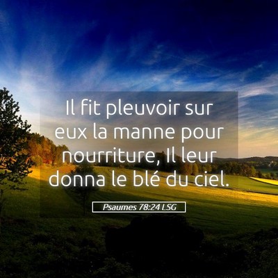 Picture 05 - Psaumes 78:24 LSG - Il fit pleuvoir sur eux la manne pour nourriture, - Bible Verse Picture