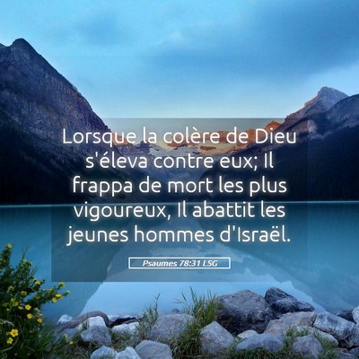 Picture 05 - Psaumes 78:31 LSG - Lorsque la colère de Dieu s'éleva contre eux; - Bible Verse Picture
