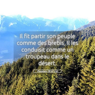 Picture 05 - Psaumes 78:52 LSG - Il fit partir son peuple comme des brebis, Il les - Bible Verse Picture