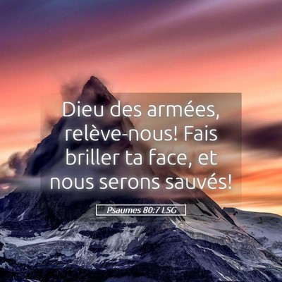 Picture 05 - Psaumes 80:7 LSG - Dieu des armées, relève-nous! Fais briller ta - Bible Verse Picture