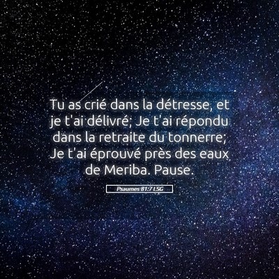 Picture 05 - Psaumes 81:7 LSG - Tu as crié dans la détresse, et je t'ai - Bible Verse Picture
