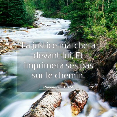 Picture 05 - Psaumes 85:13 LSG - La justice marchera devant lui, Et imprimera ses - Bible Verse Picture