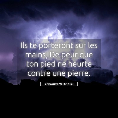 Picture 05 - Psaumes 91:12 LSG - Ils te porteront sur les mains, De peur que ton - Bible Verse Picture
