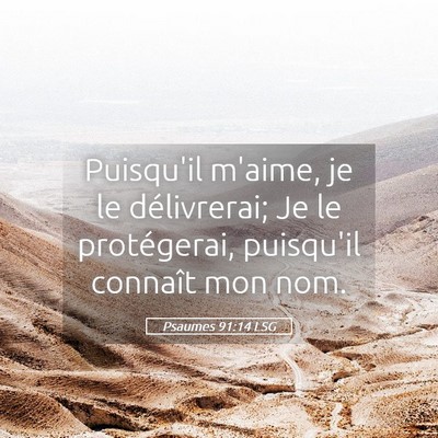 Picture 05 - Psaumes 91:14 LSG - Puisqu'il m'aime, je le délivrerai; Je le - Bible Verse Picture