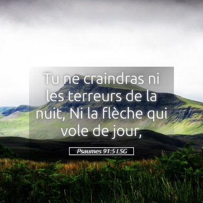 Picture 05 - Psaumes 91:5 LSG - Tu ne craindras ni les terreurs de la nuit, Ni la - Bible Verse Picture