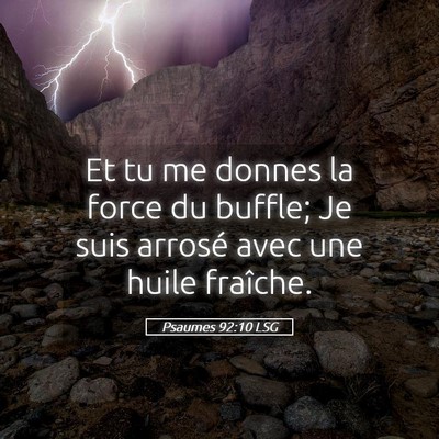 Picture 05 - Psaumes 92:10 LSG - Et tu me donnes la force du buffle; Je suis - Bible Verse Picture