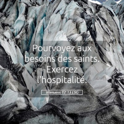 Picture 05 - Romains 12:13 LSG - Pourvoyez aux besoins des saints. Exercez - Bible Verse Picture