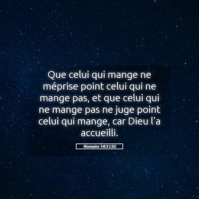 Picture 05 - Romains 14:3 LSG - Que celui qui mange ne méprise point celui qui - Bible Verse Picture