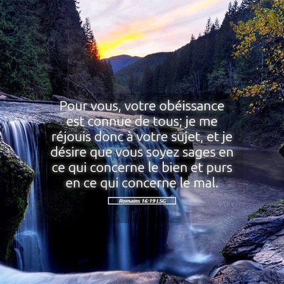 Picture 05 - Romains 16:19 LSG - Pour vous, votre obéissance est connue de tous; - Bible Verse Picture