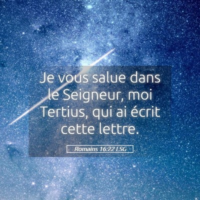Picture 05 - Romains 16:22 LSG - Je vous salue dans le Seigneur, moi Tertius, qui - Bible Verse Picture
