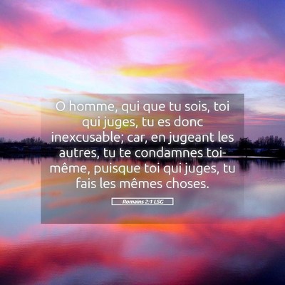 Picture 05 - Romains 2:1 LSG - O homme, qui que tu sois, toi qui juges, tu es - Bible Verse Picture