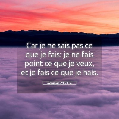 Picture 05 - Romains 7:15 LSG - Car je ne sais pas ce que je fais: je ne fais - Bible Verse Picture