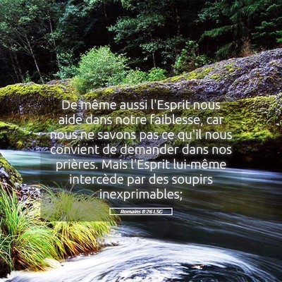 Picture 05 - Romains 8:26 LSG - De même aussi l'Esprit nous aide dans notre - Bible Verse Picture